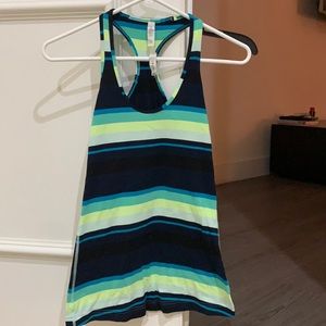 Lululemon Cool Racerback Tank sz 4 blue/green/yell